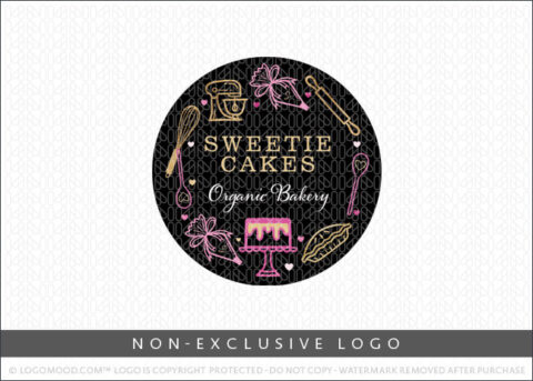 Black Gold & Pink Baking And Cooking Utensils Non-Exclusive Logo