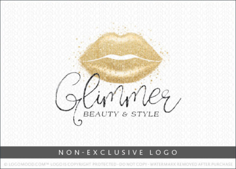 Gold Glimmer Glitter Lips Beauty Makeup Non-Exclusive Logo For Sale LogoMood