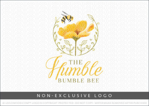 Watercolor Floral Bumble Bee Non-Exclusive Logo For Sale LogoMood