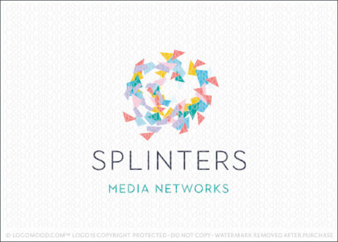 Abstract Geometrical Splinters Media Logo For Sale